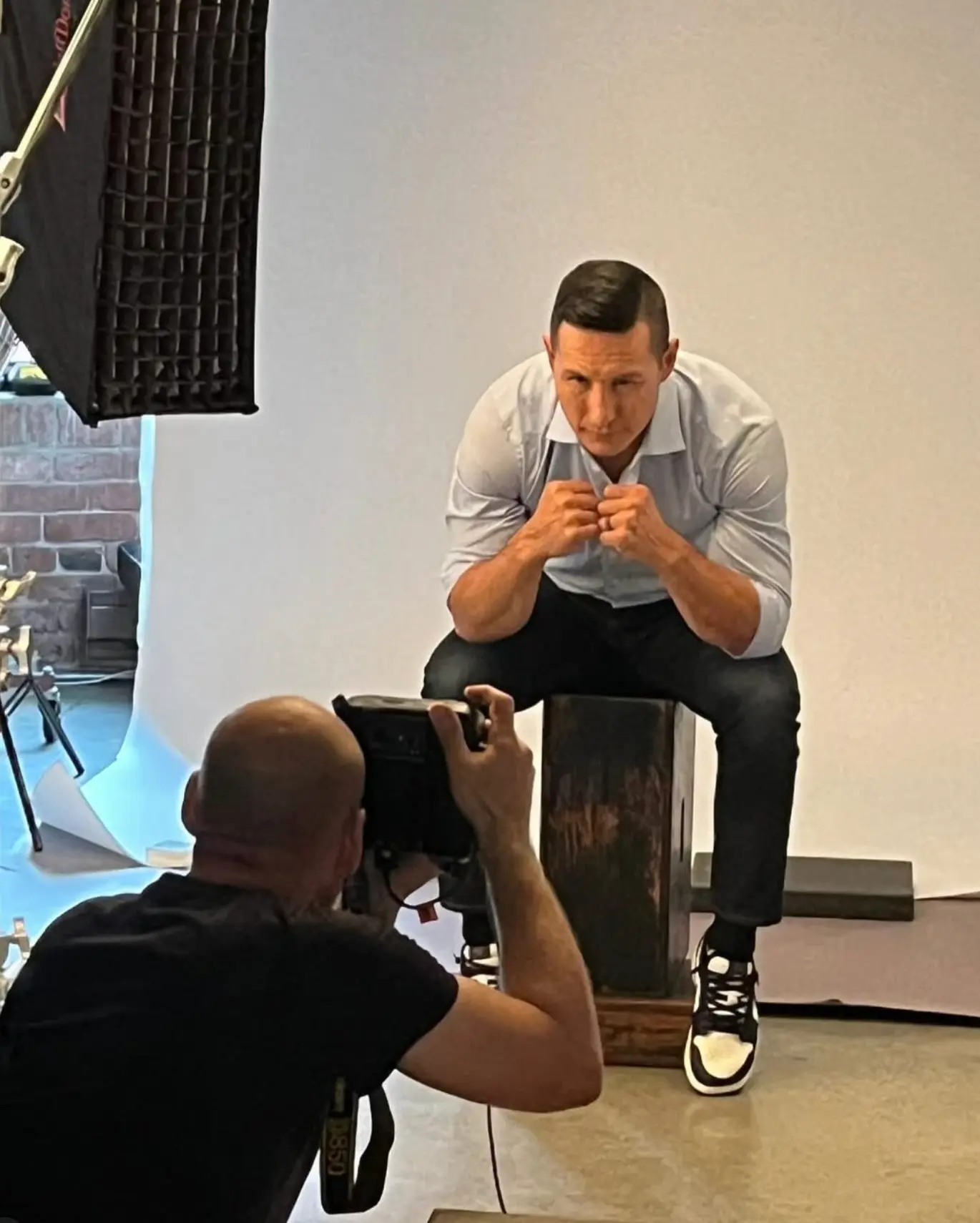 Athlete on set during a brand photo shoot